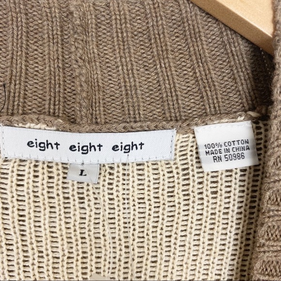 EIGHT EIGHT EIGHT Long Sleeve Cotton Open Front Chevron Cardigan NWT Large - Picture 8 of 10